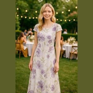 ✨ 2/$35 Connected Maxi Dress 6 Purple Cottagecore Fairy Wedding Guest Floral Y2K